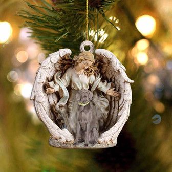 weimaraner1-Angel Hug Winter Love Two Sided Ornament - Thegiftio UK