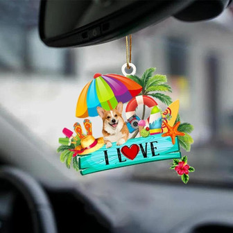 Welsh Corgi-I Love Summer-Two Sided Ornament - Thegiftio UK