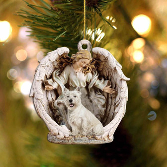 West Highland White Terrier-Angel Hug Winter Love Two Sided Ornament - Thegiftio UK