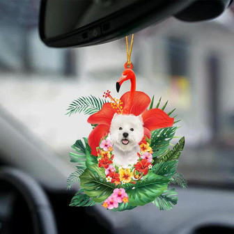 West Highland White Terrier-Dog And Flamingo-Two Sided Ornament - Thegiftio UK