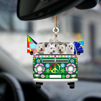 West Highland White Terrier-Green Hippie Van-Two Sided Ornament - Thegiftio UK