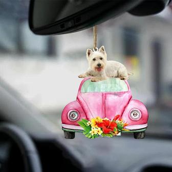 West Highland White Terrier-Pink Hippie Car-Two Sided Ornament - Thegiftio UK