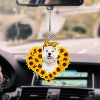 West Highland White Terrier-Sunflower Heart gift Car Ornament - Thegiftio