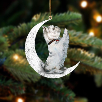 Westie-Sit On The Moon-Two Sided Ornament - Thegiftio UK
