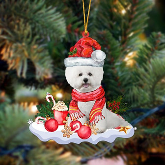 WHITE Bichon Frise-Better Christmas Hanging Ornament - Thegiftio UK