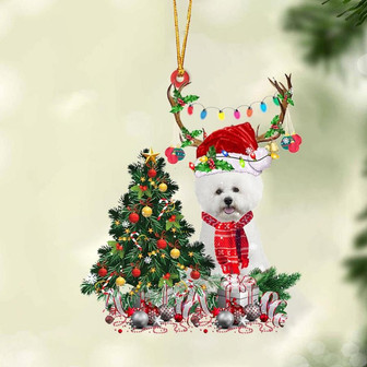 WHITE Bichon Frise-Christmas Tree Gift Hanging Ornament - Thegiftio UK