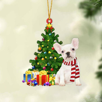WHITE French Bulldog-Christmas Star Hanging Ornament - Thegiftio UK