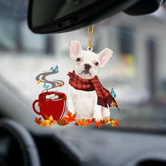 WHITE French Bulldog-Fall Chocolate-Two Sided Ornament - Thegiftio