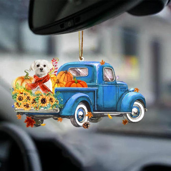 WHITE Maltese-Little Pumpkin-Two Sided Ornament - Thegiftio UK