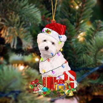 WHITE Maltipoo-Dog Be Christmas Tree Hanging Ornament - Thegiftio UK