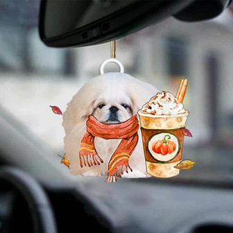 WHITE Pekingese-Pumpkin Spice Kinda-Two Sided Ornament - Thegiftio