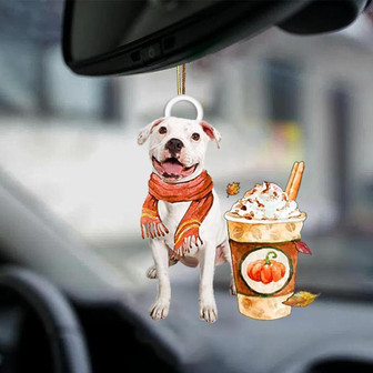 WHITE Pitbull-Pumpkin Spice Kinda-Two Sided Ornament - Thegiftio