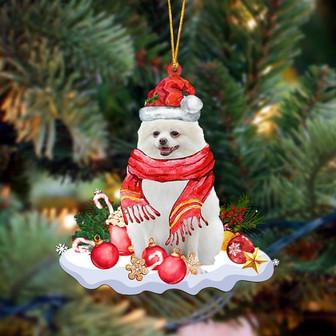 WHITE Pomeranian-Better Christmas Hanging Ornament - Thegiftio UK