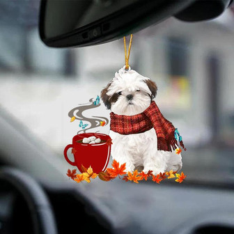 WHITE Shih Tzu-Fall Chocolate-Two Sided Ornament - Thegiftio
