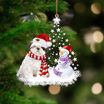 WHITE Shih Tzu-Star Tree Hanging Ornament - Thegiftio UK