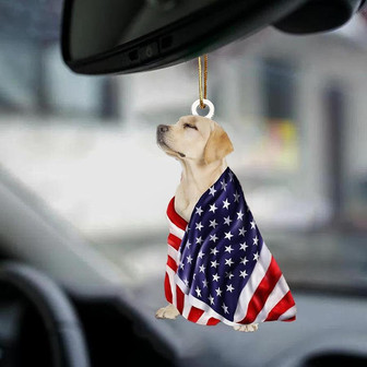 Yellow Labrador Retriever American Patriot Flag Two Sided Ornament - Thegiftio UK