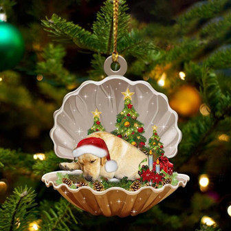 Yellow Labrador-Sleeping Pearl in Christmas Two Sided Ornament - Thegiftio UK