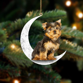 Yorkshire Terrier 2-Sit On The Moon-Two Sided Ornament - Thegiftio UK