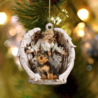 Yorkshire Terrier-Angel Hug Winter Love Two Sided Ornament - Thegiftio UK