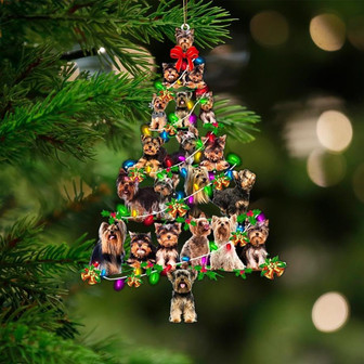 Yorkshire Terrier-Christmas Tree Lights-Two Sided Ornament - Thegiftio UK