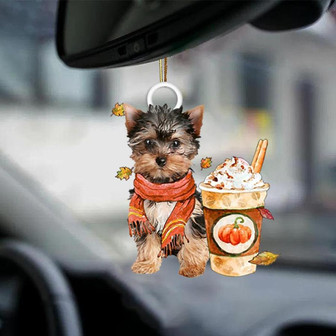 Yorkshire Terrier-Pumpkin Spice Kinda-Two Sided Ornament - Thegiftio