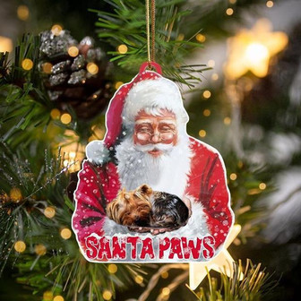 Yorkshire Terrier-Santa Paws-Two Sided Ornament - Thegiftio UK