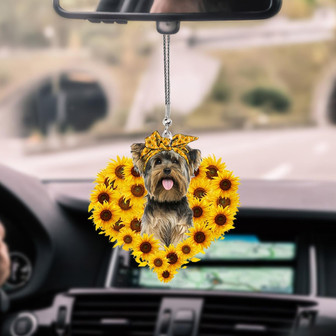 Yorkshire Terrier-Sunflower Heart gift Car Ornament - Thegiftio