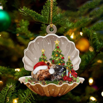 Yorkshire Terrier3-Sleeping Pearl in Christmas Two Sided Ornament - Thegiftio UK
