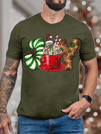 Men's Christmas Gnome Joy Graphics Print Casual Loose T-shirt - Thegiftio UK