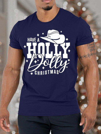 Men’s Have A Holly Dolly Christmas Fit Casual T-shirt - Thegiftio UK