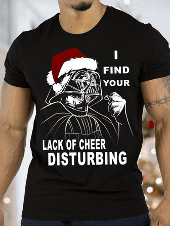 Men's I Find Your Lack Of Cheer Disturbing Christmas Funny Graphics Print Crew Neck Casual T-shirt - Thegiftio UK