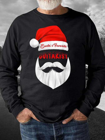 Men’s Santa’s Favorite Guitarist Christmas Casual Sweatshirt - Thegiftio UK