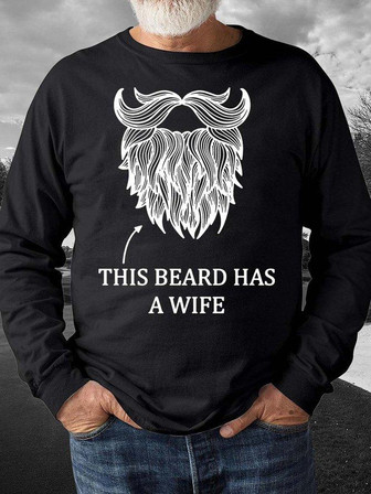 Men’s This Beard Has A Wife Valentine's Day Crew Neck Casual Sweatshirt - Thegiftio UK