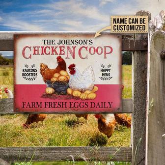 Personalized Chicken Fresh Eggs Free Range Customized Classic Metal Signs - Personalized Chicken Coop Sign - Custom Chicken Coop Gift