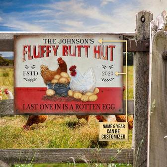 Personalized Chicken Fluffy Butt Hut Spoiled Customized Classic Metal Signs-Metal Chicken Coop Sign, Custom Metal Chicken Sign