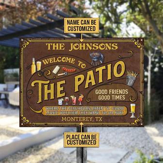 Personalized Patio Grilling Red Listen To The Good Music Customized Classic Metal Signs | Custom Metal Patio Sign | Custom Metal Pool Sign | - Thegiftio
