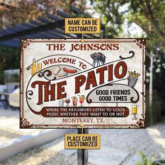 Personalized Patio Grilling Red Listen To The Good Music Customized Classic Metal Signs | Custom Metal Patio Sign | Custom Metal Pool Sign | - Thegiftio