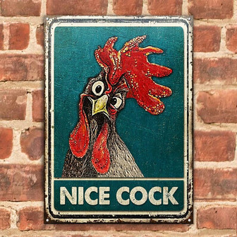 Chicken Nice Cock Restroom Customized Classic Metal Signs - Thegiftio UK