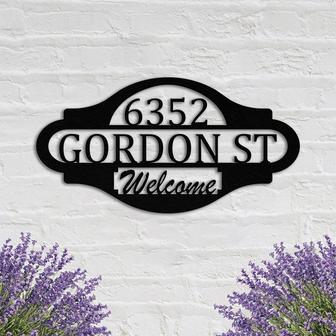 Custom Address Metal Sign House Numbers Welcome Sign Wall Hanging Metal Wall Art Home Decor for Front Door Porch Yard Housewarming Gift - Thegiftio UK