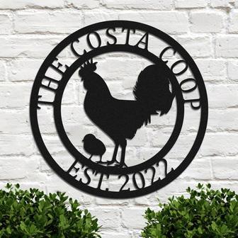 Custom Chicken Coop Name Sign | Personalized Metal Hen House Sign | Metal Rooster Yard Art | Farmhouse Metal Sign | Metal Farm Name Sign - Thegiftio UK