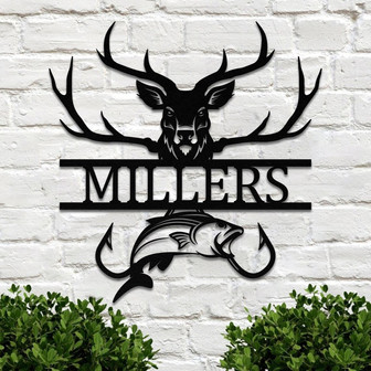 Custom Deer Family Name Sign, Elk Metal Sign, Deer Family Personalized Metal Wall Decor, Camp Sign, Housewarming Outdoor Metal Sign - Thegiftio