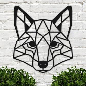 Cute Fox Metal Sign, Metal Geometric Fox Art Sign, Fox Metal Wall Decor for Bedroom Home Decor, Wildlife Lover Sign, Housewarming Gift - Thegiftio UK