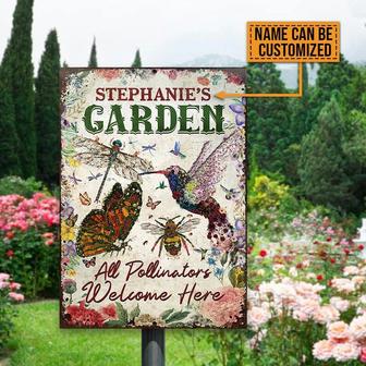 Flower Garden, Pollinators Welcome, Garden Decor, Custom Classic Metal Signs, Garden Metal Sign, Best Garden Decor Sign - Thegiftio