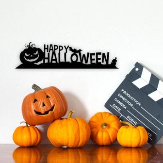 Happy Halloween Metal Sign Decor-Happy Halloween Metal Sign Laser Cut-Happy Halloween Welcome Sign-Halloween Pumpkin Bat Sig-halloween Gift - Thegiftio UK