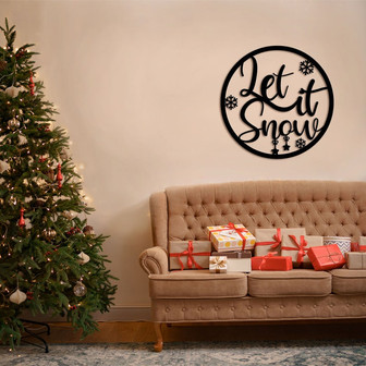 let it snow metal sign, snowflake artistic text sign Metal Wall Art, living room Front Door corridor Decor Housewarming Gift Wedding Gift - Thegiftio