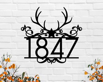 Metal House Number Sign-Address Sign-Modern Address-Art Decor Address Sign-Metal Address Sign-Address Numbers-Address Plaque - Thegiftio UK