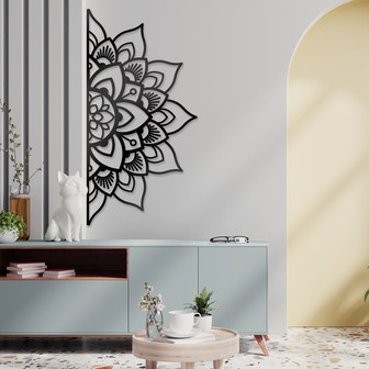 Metal Mandala Wall Art, Mandala Lotus Metal Sign, Unique Lotus Flower Wall Decor Artwork Suitable, Office Home Indoor and Outdoor Decoration - Thegiftio