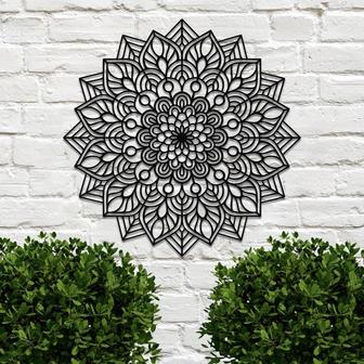 Metal Mandala Wall Art, Mandala Lotus Metal Sign, Yoga Wall Art, Outdoor Wall Art, Home Office Living Room Decoration, Housewarming Gift - Thegiftio UK