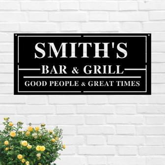 Personalized Bar & Grill Sign-Personalized Outdoor Sign-Custom Bar and Grill Sign-Personalized Metal BBQ Sign-Outdoor Kitchen Metal Signs - Thegiftio UK