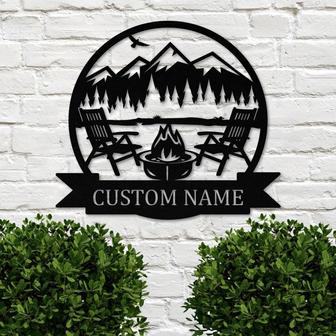Personalized Campfire Family Metal Signs, Custom Metal Family Name Sign, Outdoor Metal Sign, Anniversary Gift, Personalized Wedding Gift - Thegiftio UK